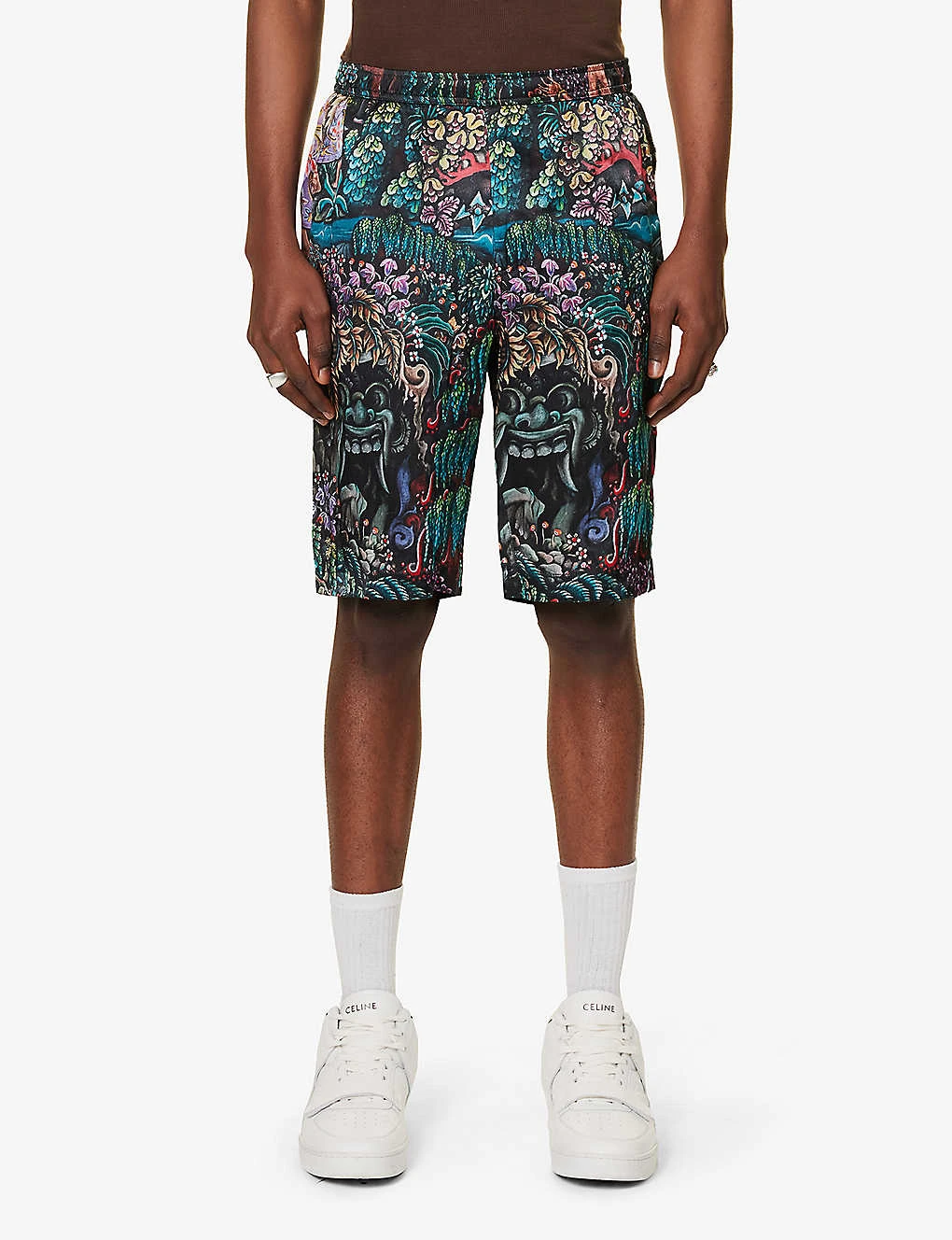 Goa Gajah Graphic-print Silk Shorts - Image 3