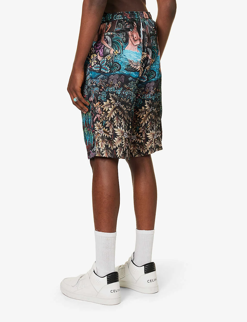 Goa Gajah Graphic-print Silk Shorts - Image 4