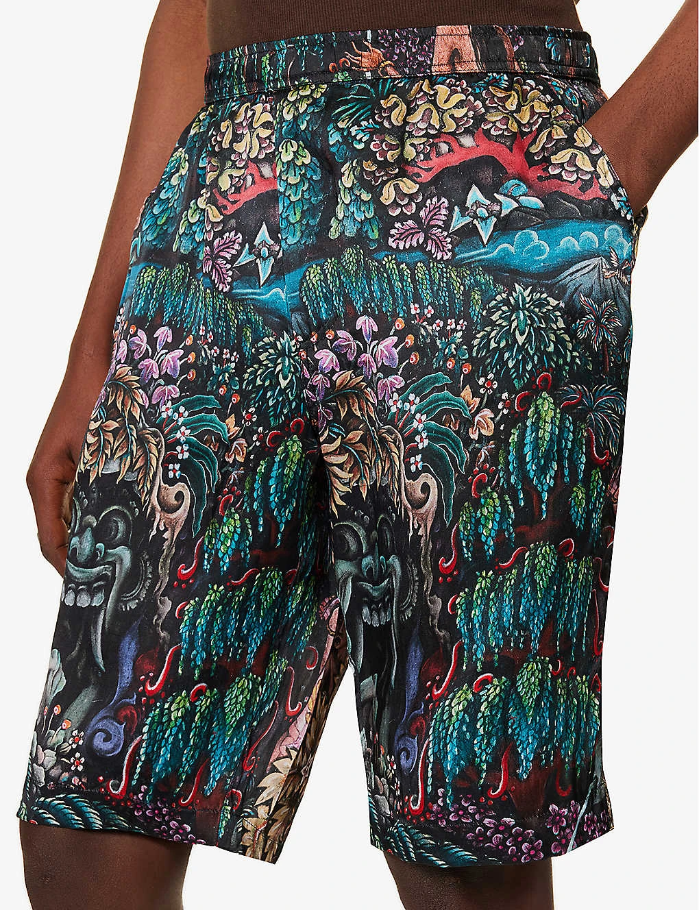 Goa Gajah Graphic-print Silk Shorts - Image 5