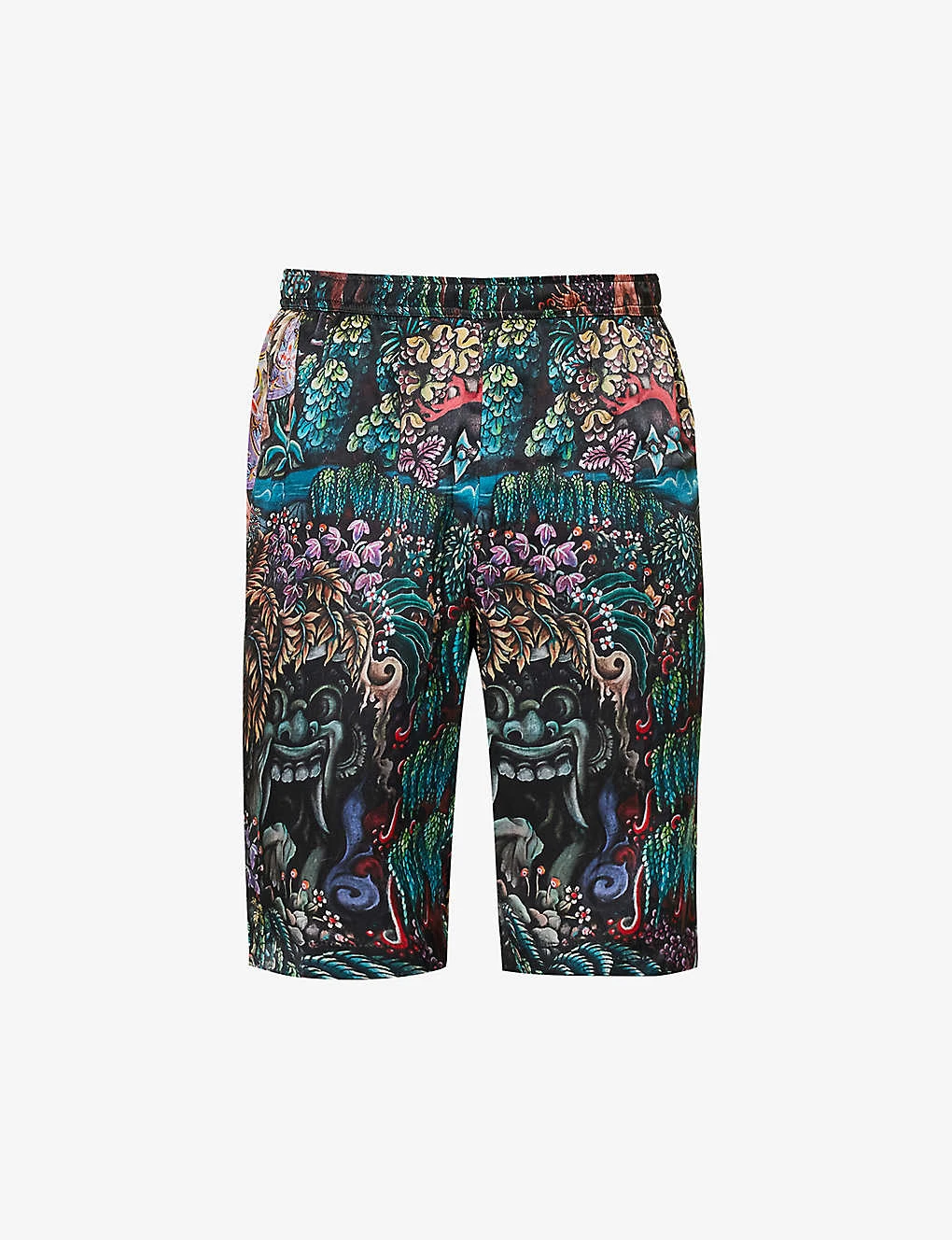 Goa Gajah Graphic-print Silk Shorts