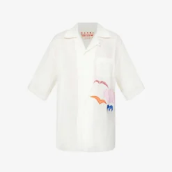 Marni Embroidered Regular-fit Linen-blend Shirt