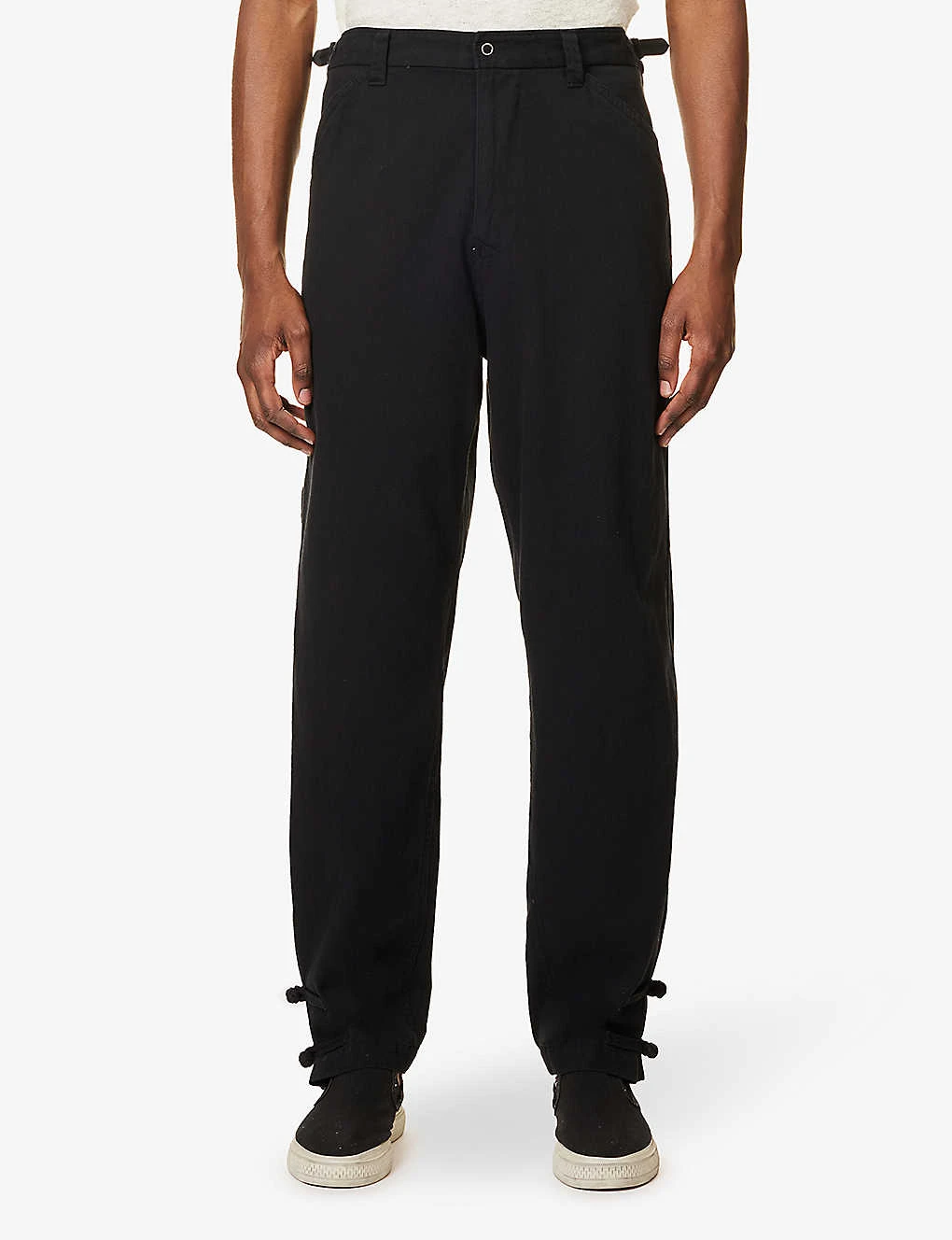 Undercover Knotted-cuff Epaulette-waistband Wide-leg Cotton Trousers - Image 3