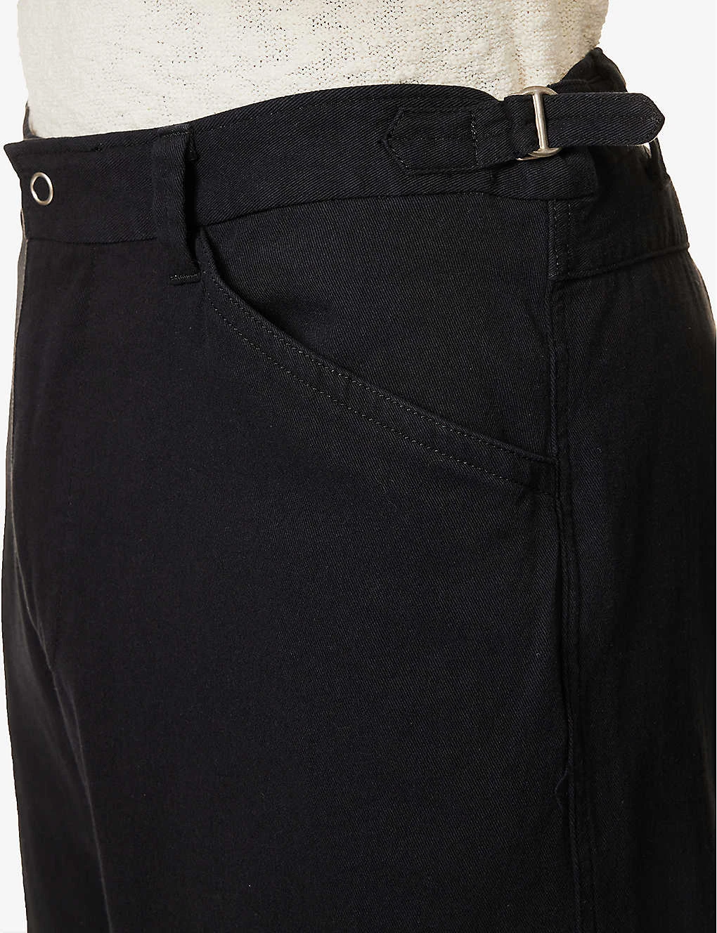 Undercover Knotted-cuff Epaulette-waistband Wide-leg Cotton Trousers - Image 5