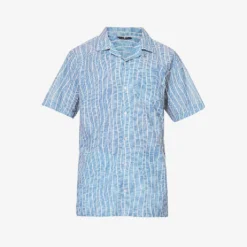 7 For All Mankind Graphic-pattern Short-sleeved Regular-fit Cotton Shirt