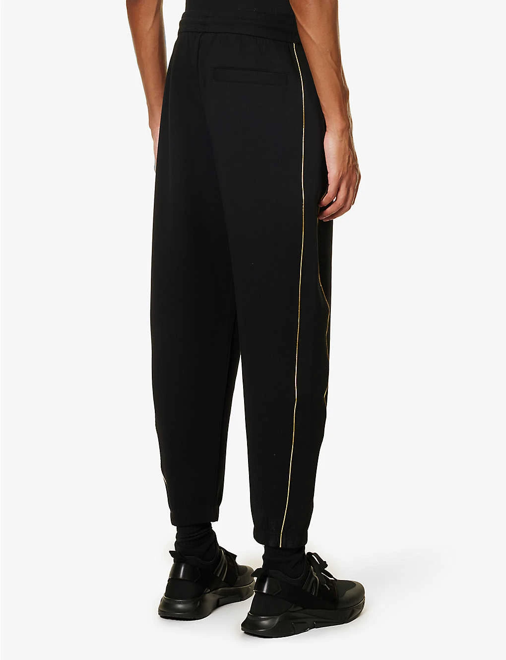 Emporio Armani Brand-print Metallic-trim Stretch-cotton Blend Jogging Bottoms - Image 4