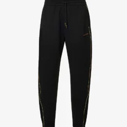 Emporio Armani Brand-print Metallic-trim Stretch-cotton Blend Jogging Bottoms