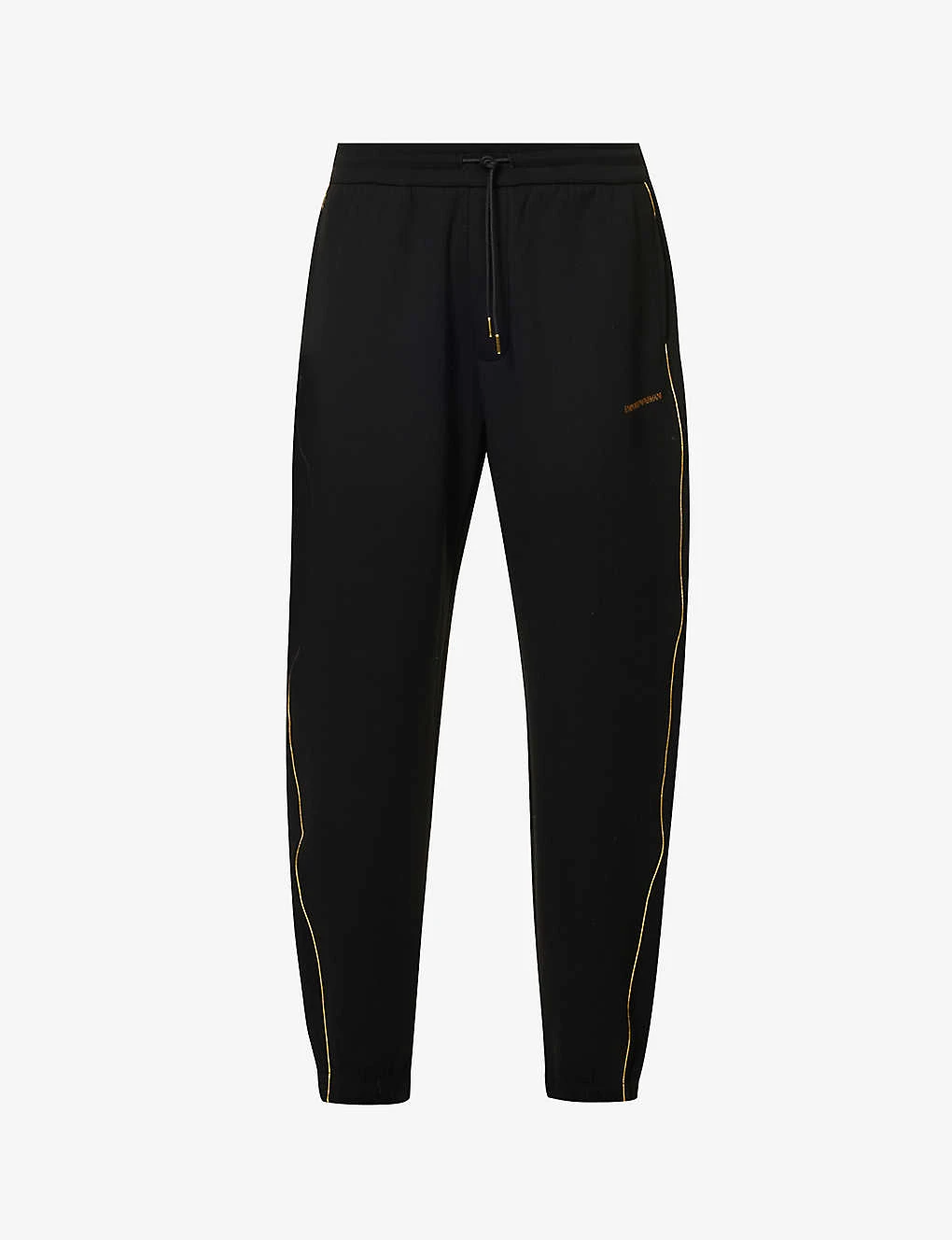 Emporio Armani Brand-print Metallic-trim Stretch-cotton Blend Jogging Bottoms