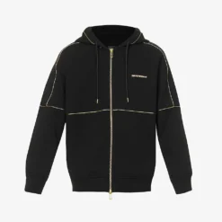 Emporio Armani Logo-print Relaxed-fit Stretch Cotton-blend Hoody