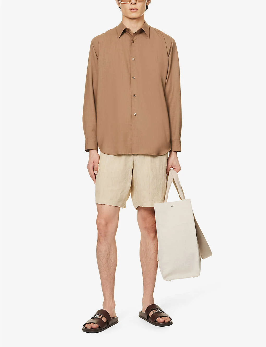 Emporio Armani Drawstring Relaxed-fit Linen Shorts - Image 2