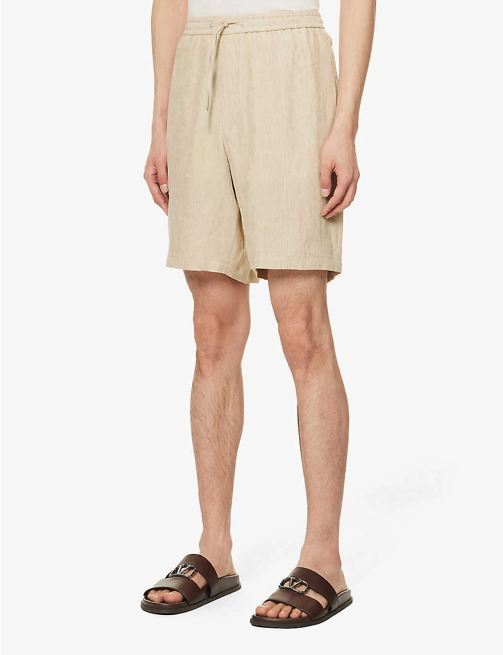 Emporio Armani Drawstring Relaxed-fit Linen Shorts - Image 3