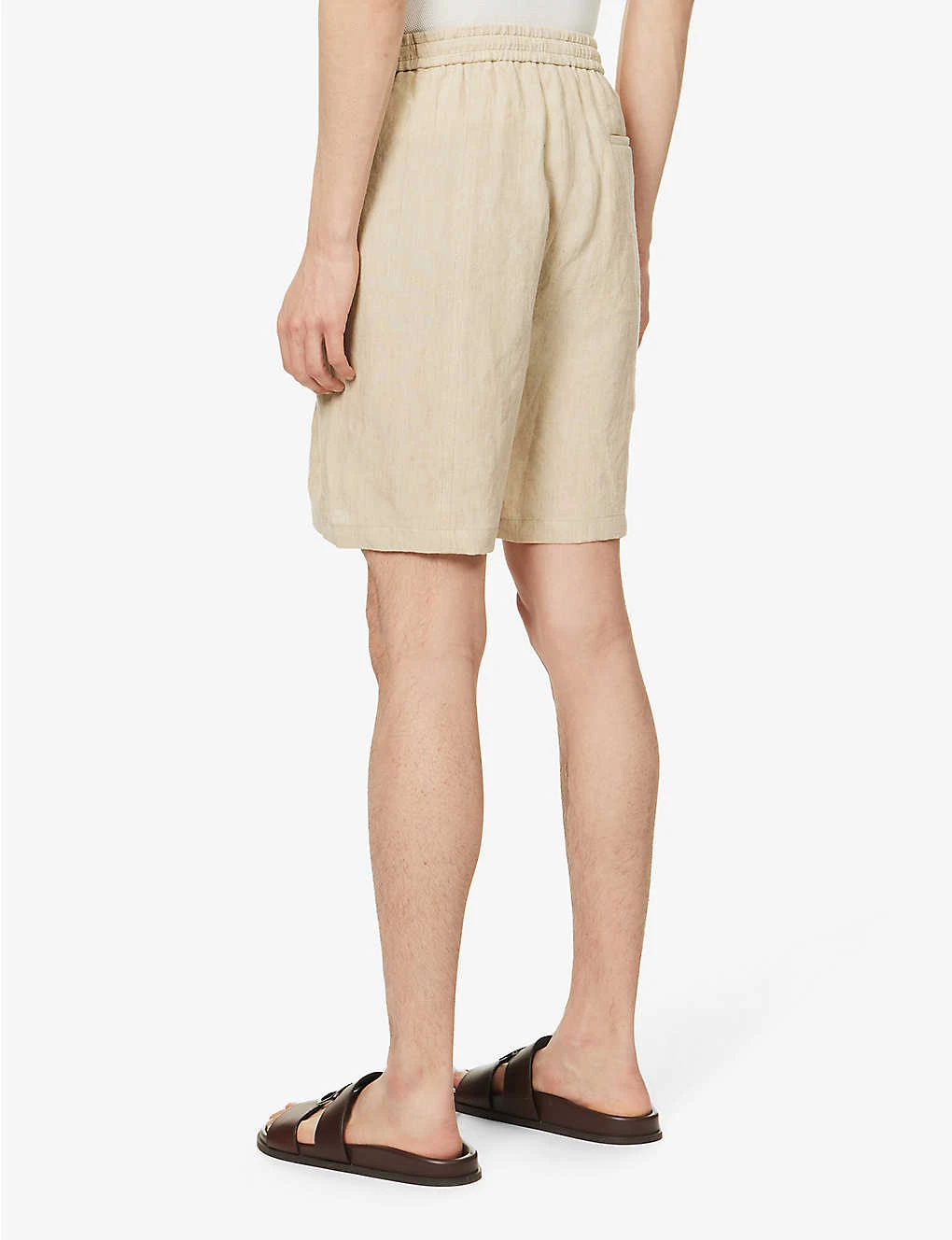 Emporio Armani Drawstring Relaxed-fit Linen Shorts - Image 4