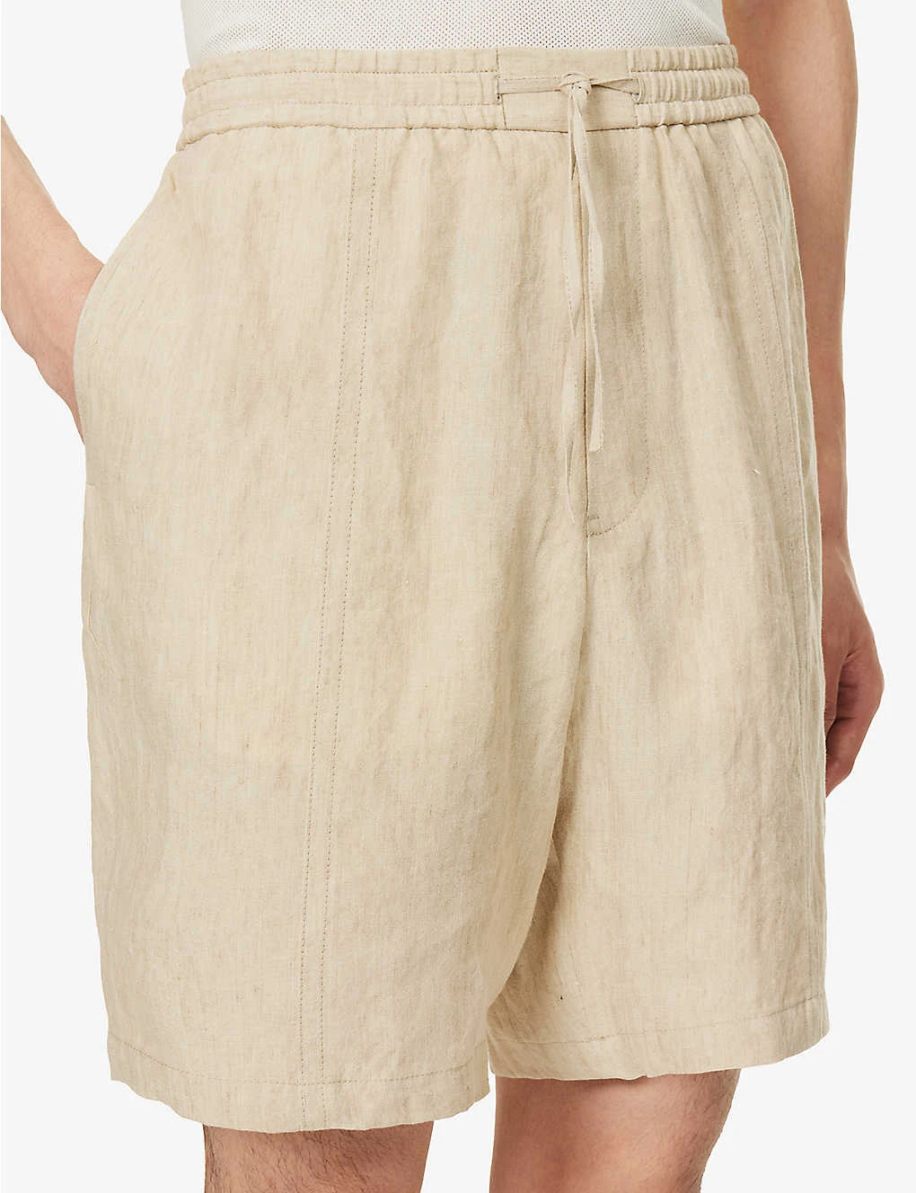 Emporio Armani Drawstring Relaxed-fit Linen Shorts - Image 5