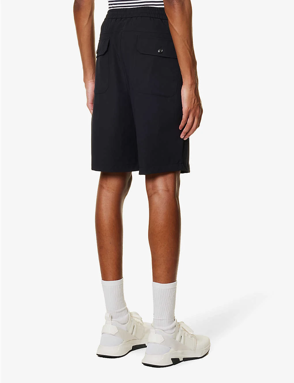 Emporio Armani Brand-plaque Elasticated-waist Stretch-shell Shorts - Image 4