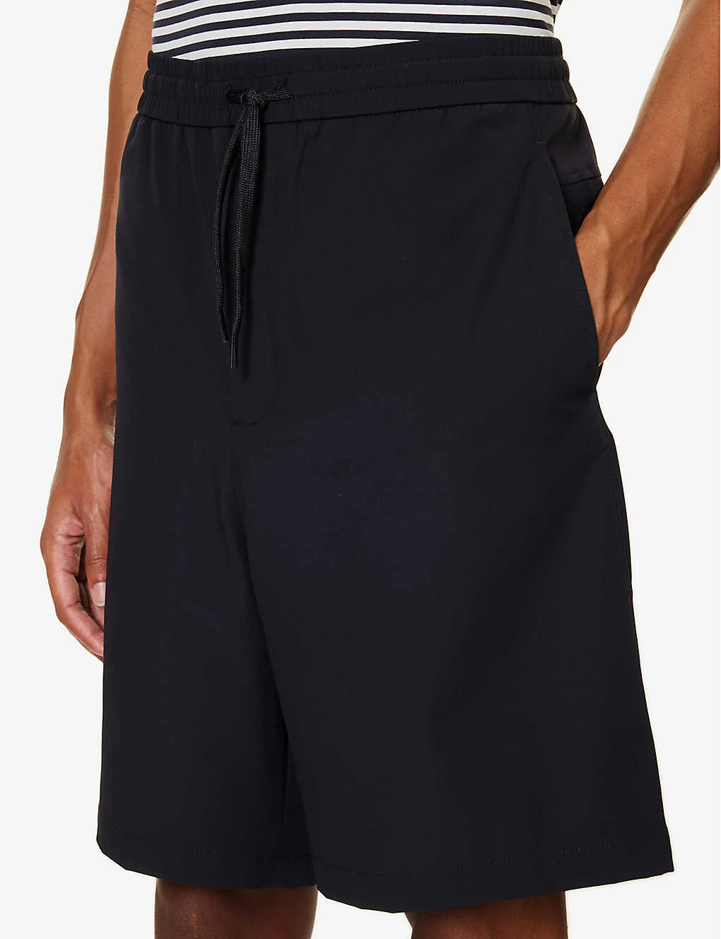 Emporio Armani Brand-plaque Elasticated-waist Stretch-shell Shorts - Image 5