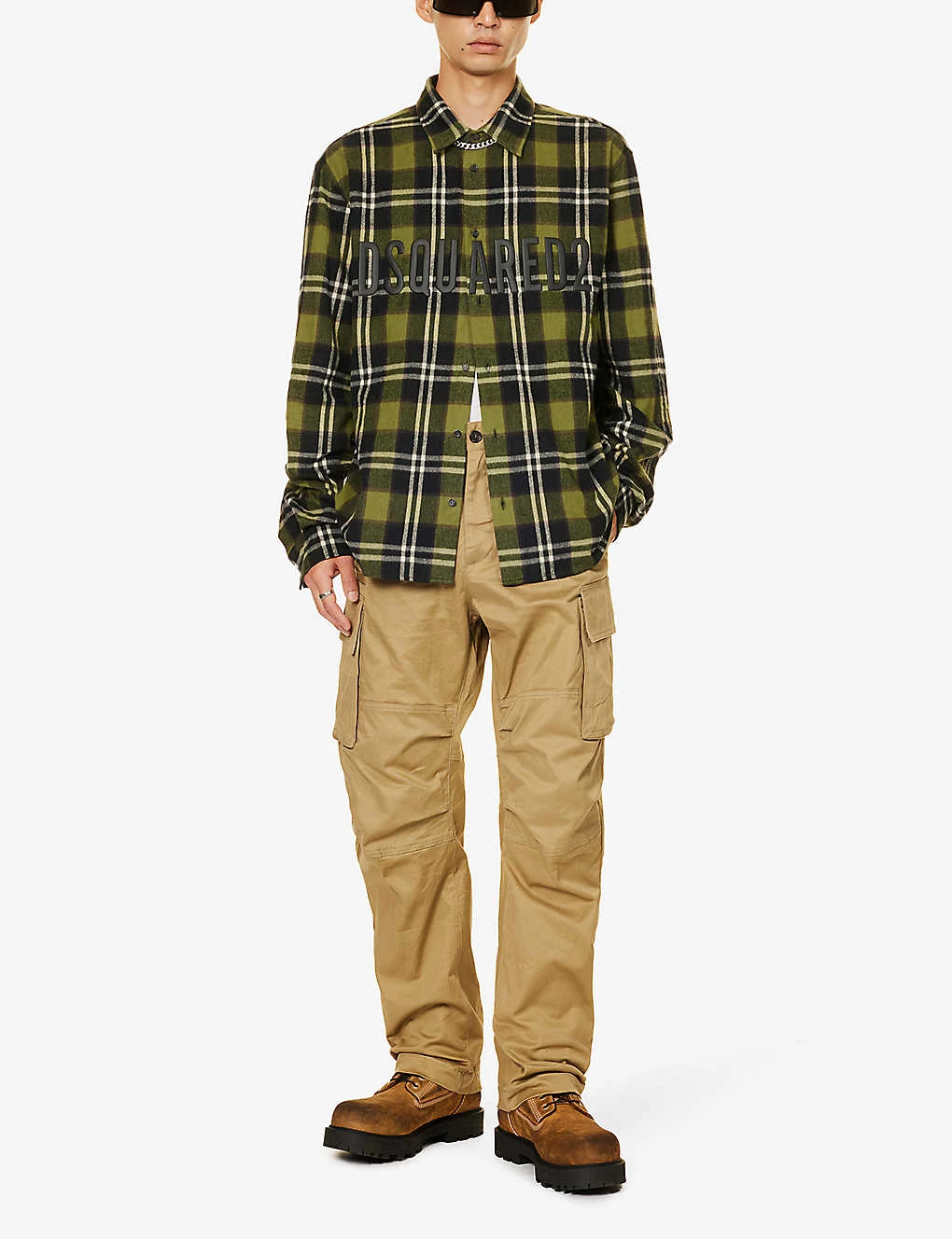 DSQUARED2 Check-print Straight-leg Mid-rise Stretch-cotton Cargo Trousers - Image 2