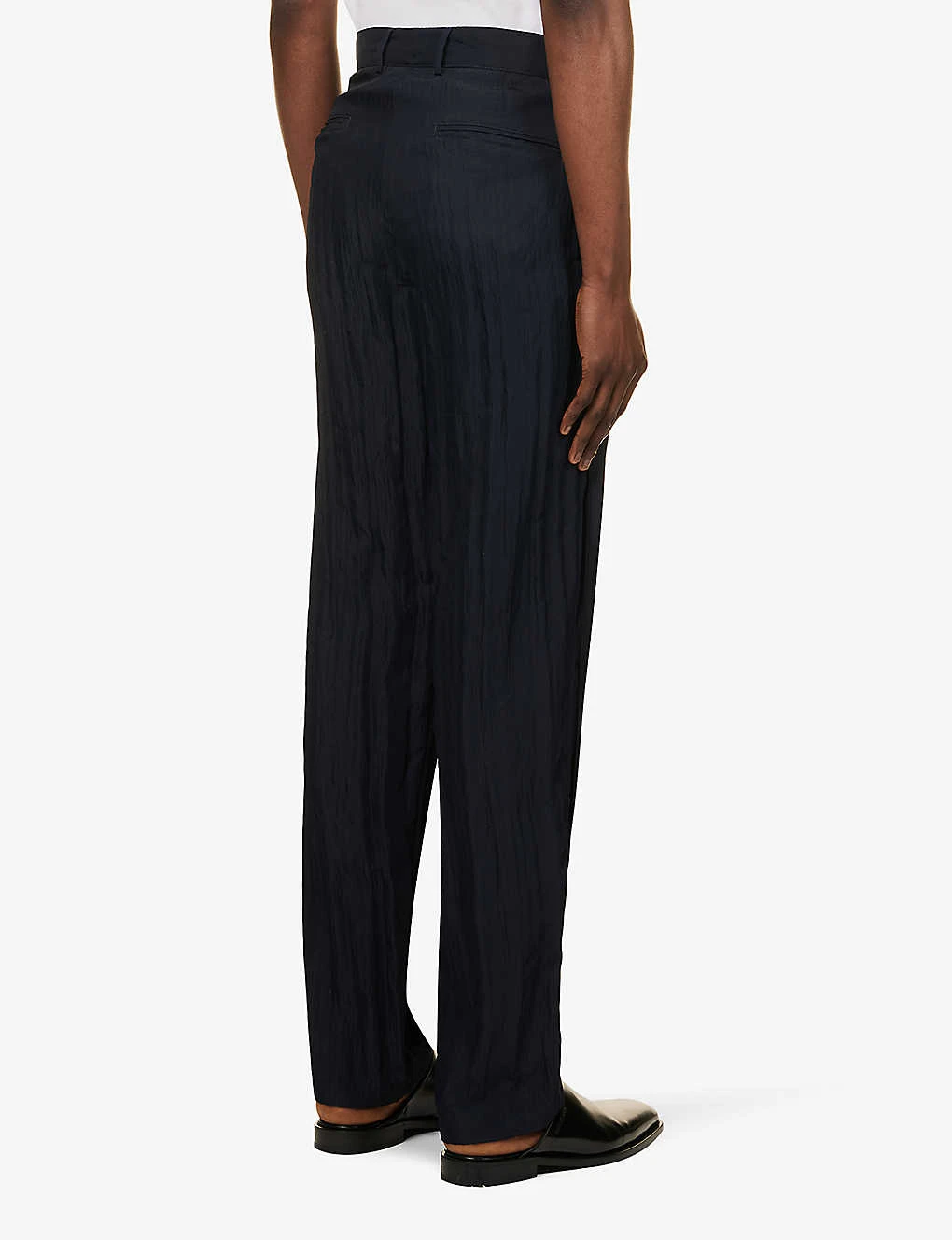 Giorgio Armani Crinkle-textured Pleated Straight-leg Regular-fit Woven Trousers - Image 4