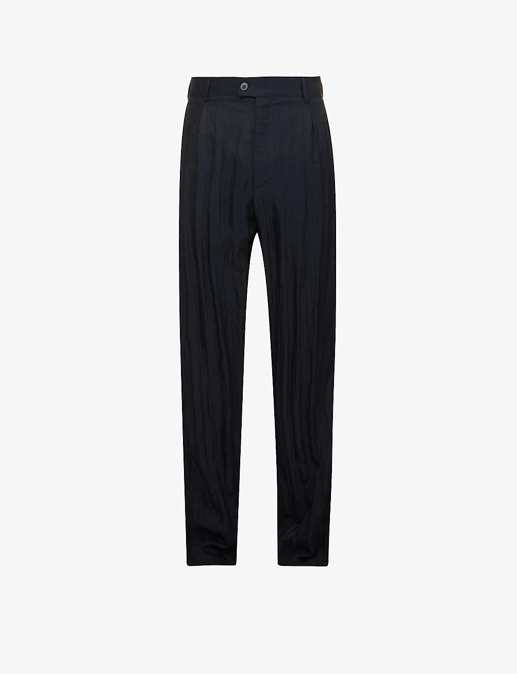 Giorgio Armani Crinkle-textured Pleated Straight-leg Regular-fit Woven Trousers