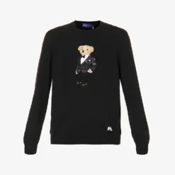 Bear-appliqué Regular-fit Cotton-blend Jumper