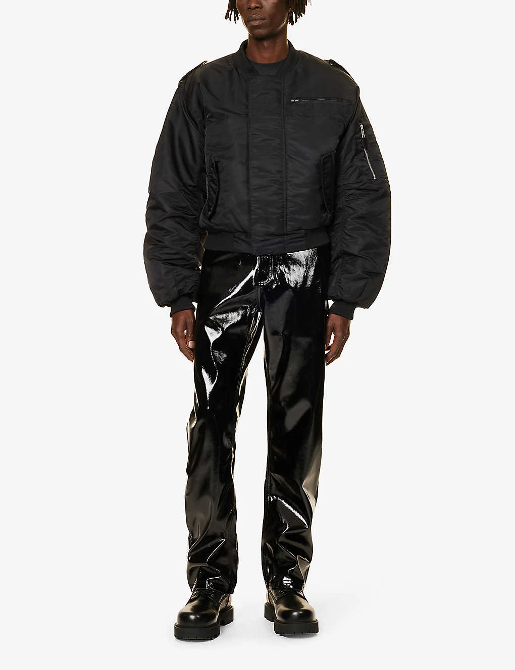 Wet Patent Regular-fit Wide-leg Faux-leather Trousers - Image 2