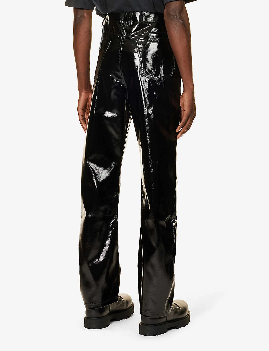Wet Patent Regular-fit Wide-leg Faux-leather Trousers - Image 4
