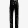 Wet Patent Regular-fit Wide-leg Faux-leather Trousers