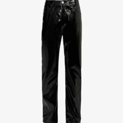 Wet Patent Regular-fit Wide-leg Faux-leather Trousers