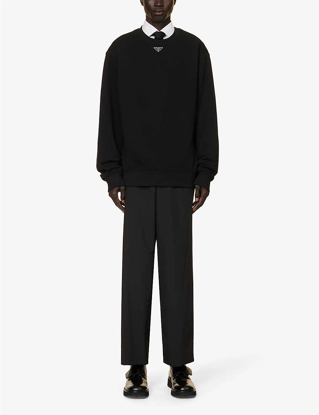 Prada Brand-plaque Relaxed-fit Cotton-jersey Sweatshirt - Image 2