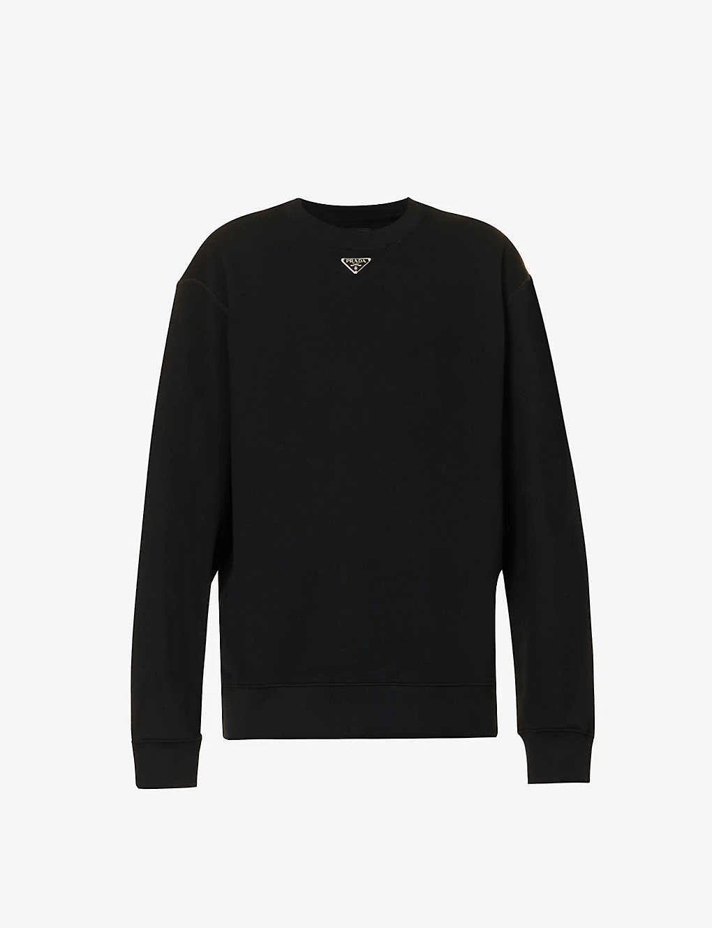 Prada Brand-plaque Relaxed-fit Cotton-jersey Sweatshirt