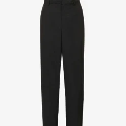 Prada Lana Travel Brand-motif Straight-leg Regular-fit Wool-blend Trousers