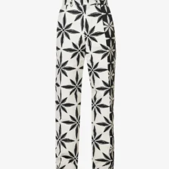 Incision Jacquard-print Straight-leg Regular-fit Cotton-blend Trousers