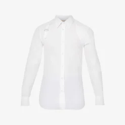 Alexander McQueen Harness Pleated-panel Slim-fit Cotton-poplin Shirt