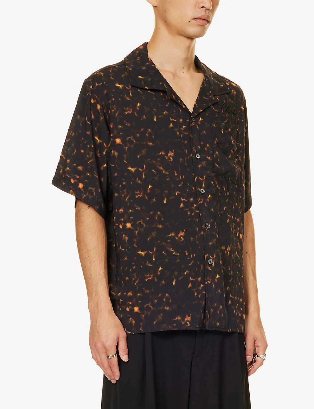 Rhude Tortoise Brand-embroidered Boxy-fit Rayon Shirt - Image 3