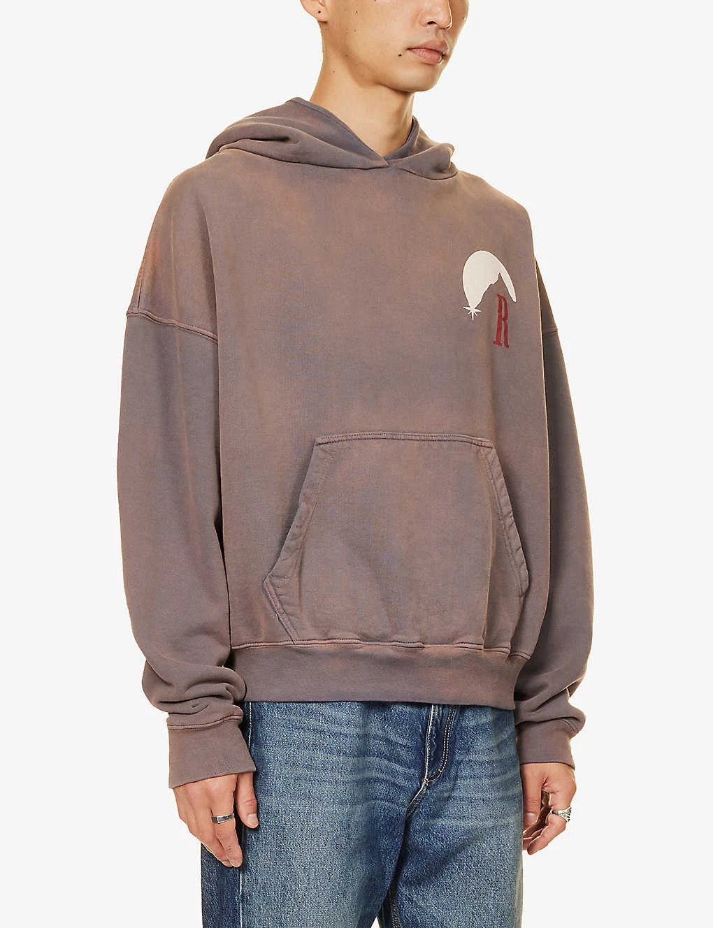 Rhude Moon Graphic-print Cotton-jersey Hoody - Image 3