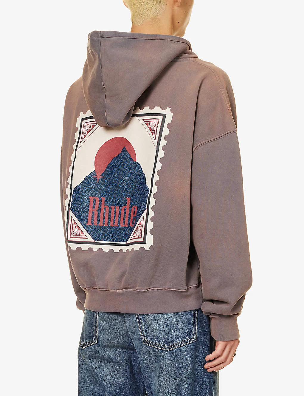 Rhude Moon Graphic-print Cotton-jersey Hoody - Image 4