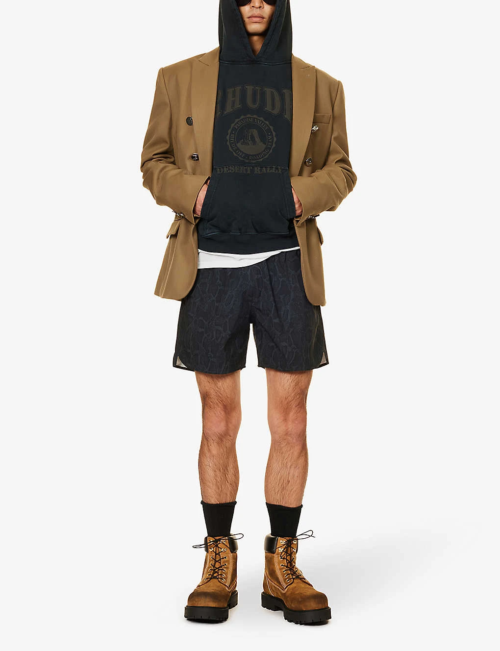 Rhude Desert Rally Brand-print Boxy-fit Cotton-jersey Hoody - Image 2