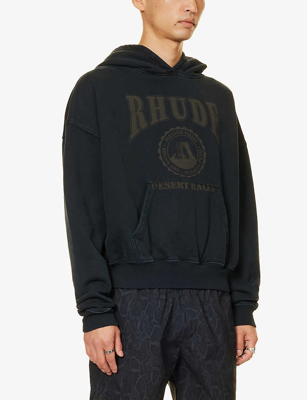 Rhude Desert Rally Brand-print Boxy-fit Cotton-jersey Hoody - Image 3