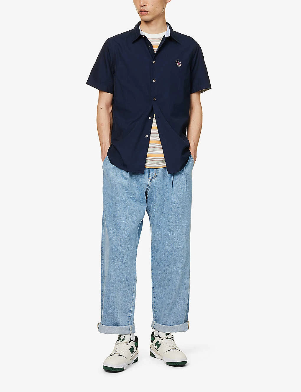 Zebra-embroidered Slim-fit Cotton-poplin Shirt - Image 2