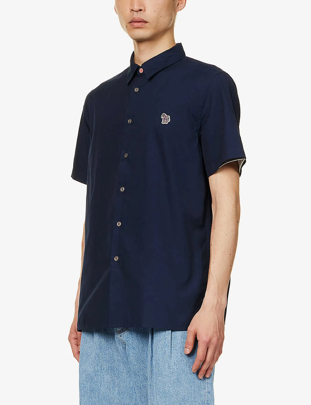 Zebra-embroidered Slim-fit Cotton-poplin Shirt - Image 3