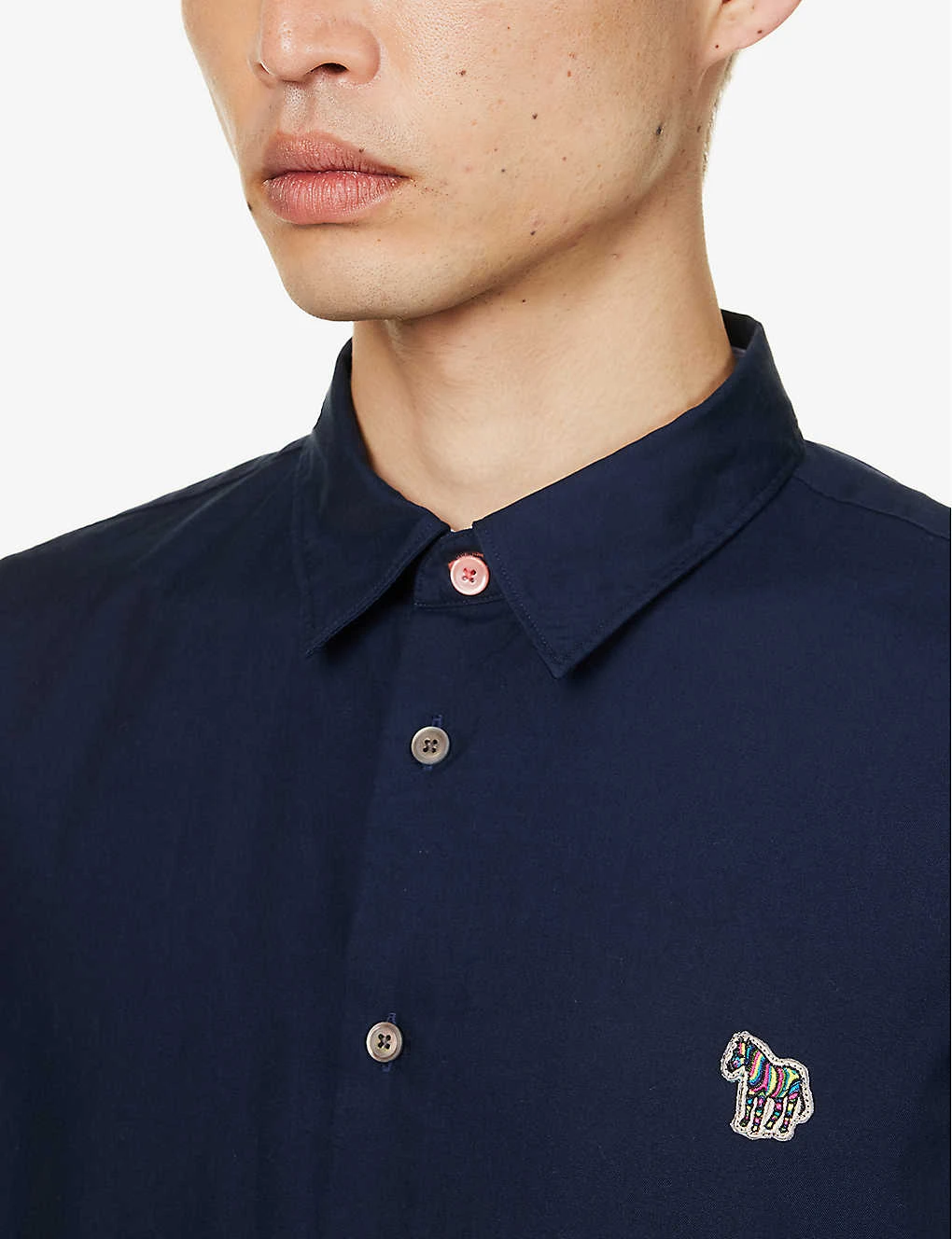 Zebra-embroidered Slim-fit Cotton-poplin Shirt - Image 5