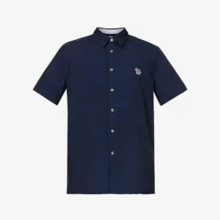 Zebra-embroidered Slim-fit Cotton-poplin Shirt
