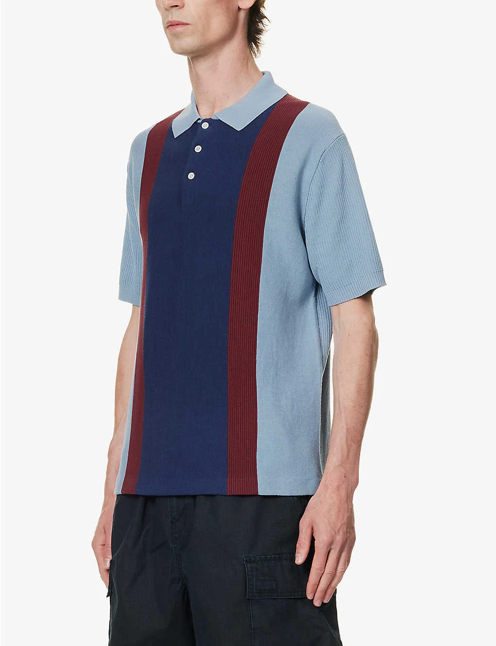 Fine-knit Ribbed-trim Cotton Polo Shirt - Image 3