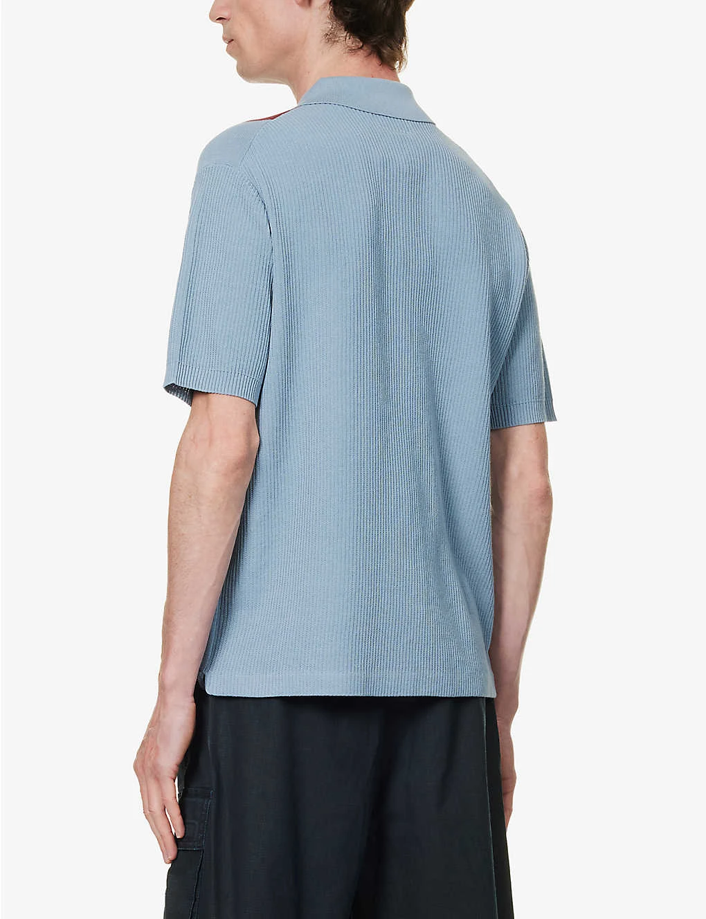 Fine-knit Ribbed-trim Cotton Polo Shirt - Image 4