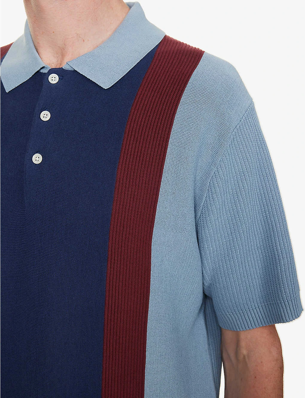 Fine-knit Ribbed-trim Cotton Polo Shirt - Image 5