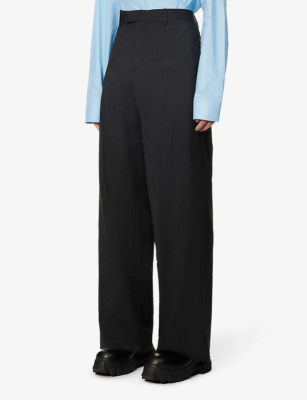 Raf Simons Pressed-crease Straight-leg Relaxed-fit Stretch-wool Trousers - Image 3