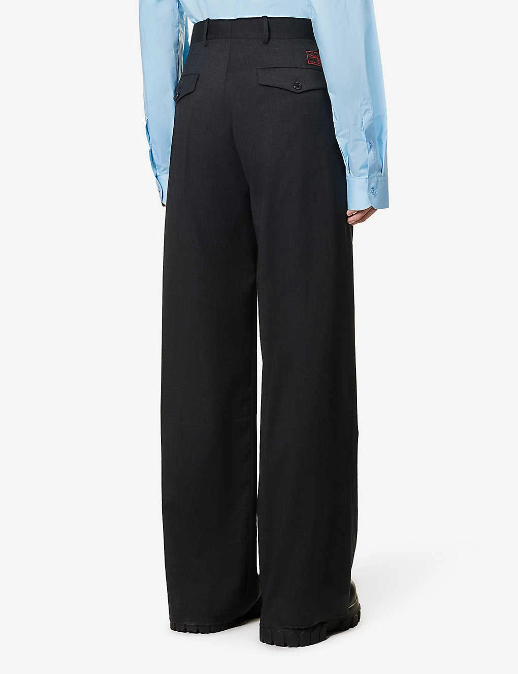 Raf Simons Pressed-crease Straight-leg Relaxed-fit Stretch-wool Trousers - Image 4