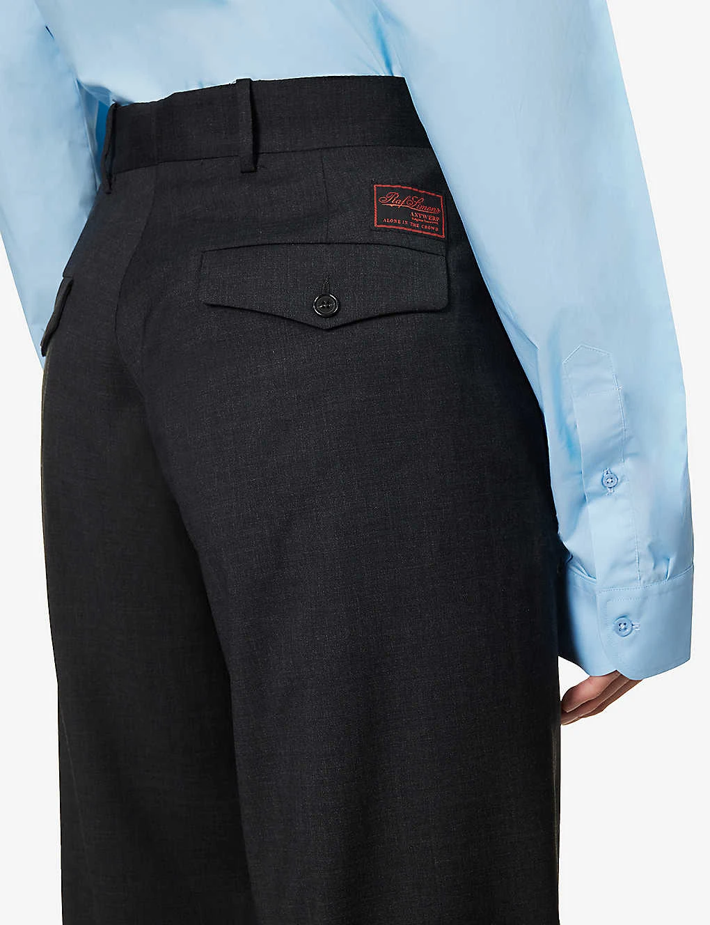 Raf Simons Pressed-crease Straight-leg Relaxed-fit Stretch-wool Trousers - Image 5