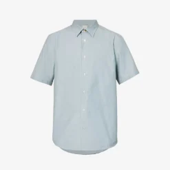 PAUL SMITH Short-sleeved Geometric-print Relaxed-fit Cotton-poplin Shirt