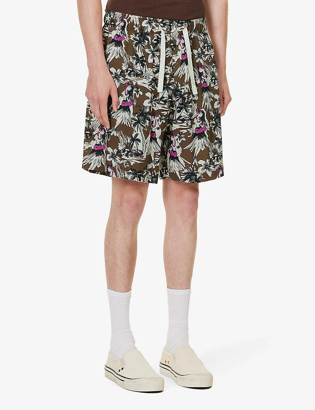 Palm Angels Hula Cargo Graphic-print Crepe Shorts - Image 3