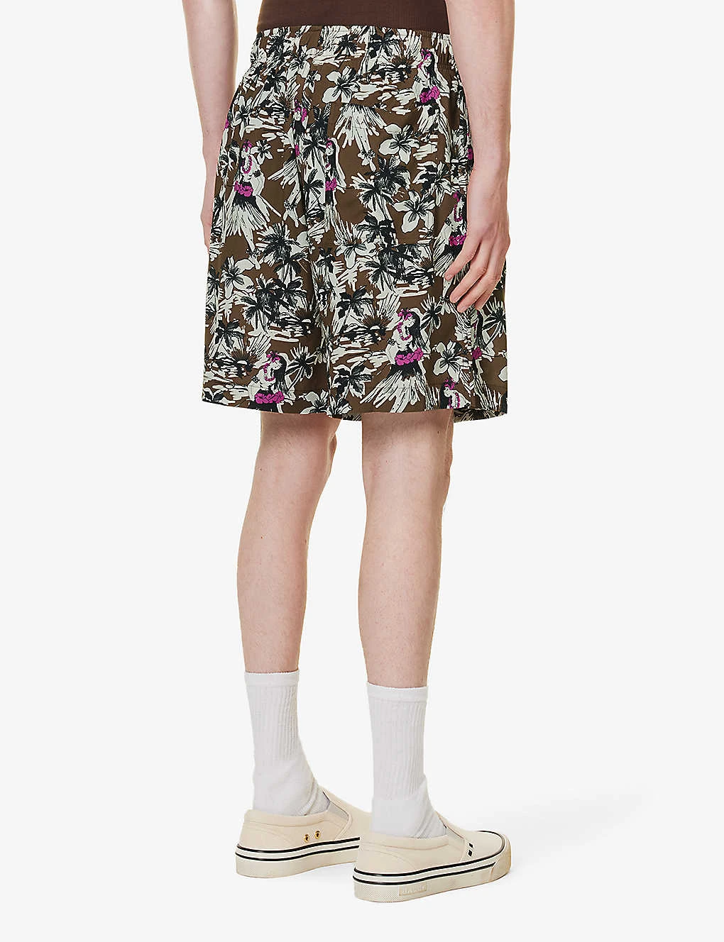 Palm Angels Hula Cargo Graphic-print Crepe Shorts - Image 4