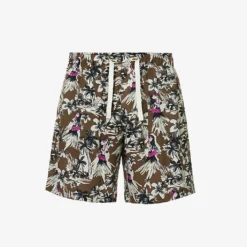 Palm Angels Hula Cargo Graphic-print Crepe Shorts